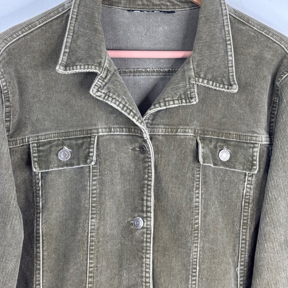 VTG 90s Sag Harbor Corduroy Jacket L Green Chore Coat Fall Retro Gilmore Friends - Picture 2 of 9